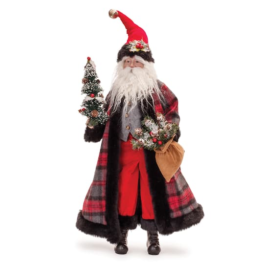Plaid Santa with Frosted Pine Accents